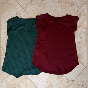 Express Women's Tops - Burgundy & Dark Teal Printed Set